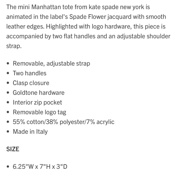 Kate Spade | flower jacquard mini Manhattan tote crossbody - Picture 9 of 17